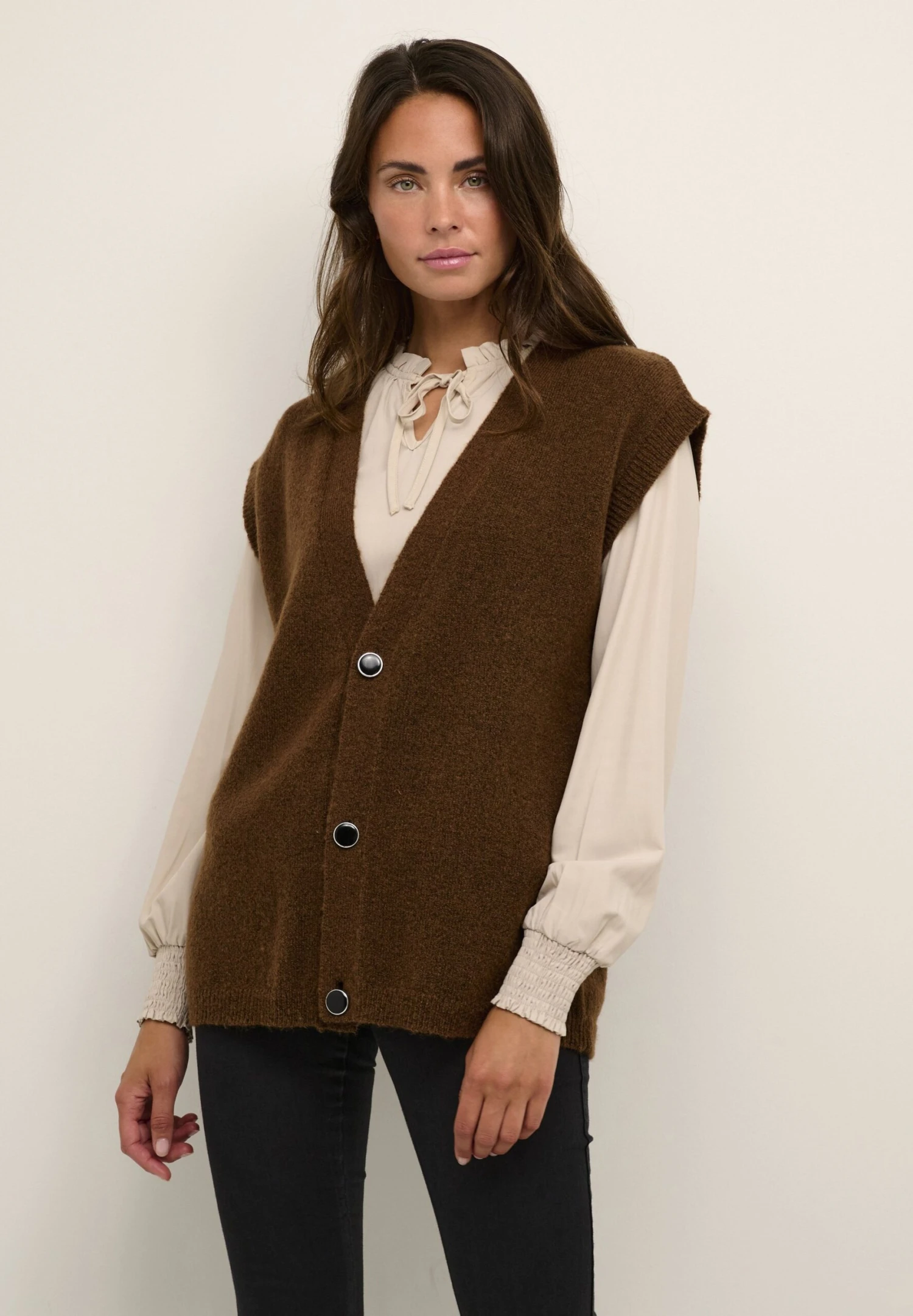 Kaffe Jennie - Gilet - Cocoa Brown Melange 3 Kaffe Jennie - Gilet - Cocoa Brown Melange