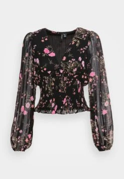 Vero Moda Vmrosa V Neck Smock - T-Shirt À Manches Longues - Black/Pink 10 Vero Moda Vmrosa V Neck Smock - T-Shirt À Manches Longues - Black/Pink -Next Soldes 04f5100e0cb94fbeac900ca22934bdaf