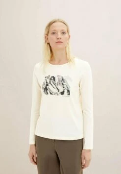 Tom Tailor Mit Motivprint - T-Shirt À Manches Longues - Soft Buttercream