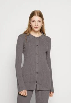 NA-KD Button Detail Cardigan - Gilet - Dark Grey