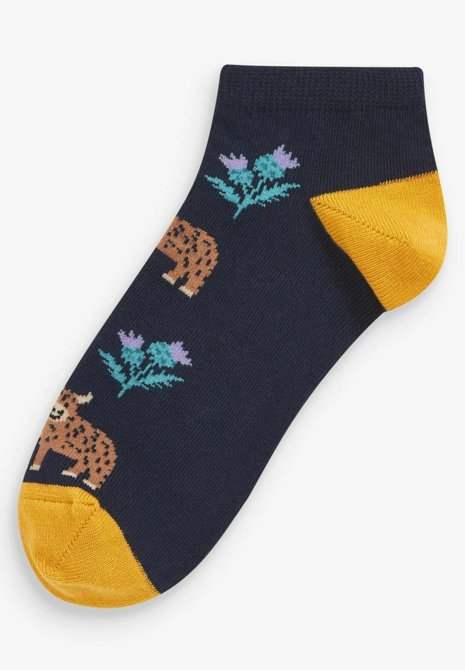 Next Hamish Highland Cow 5 Pack - Socquettes - Ochre/Yellow/Navy 4 Next Hamish Highland Cow 5 Pack - Socquettes - Ochre/Yellow/Navy – Image 2