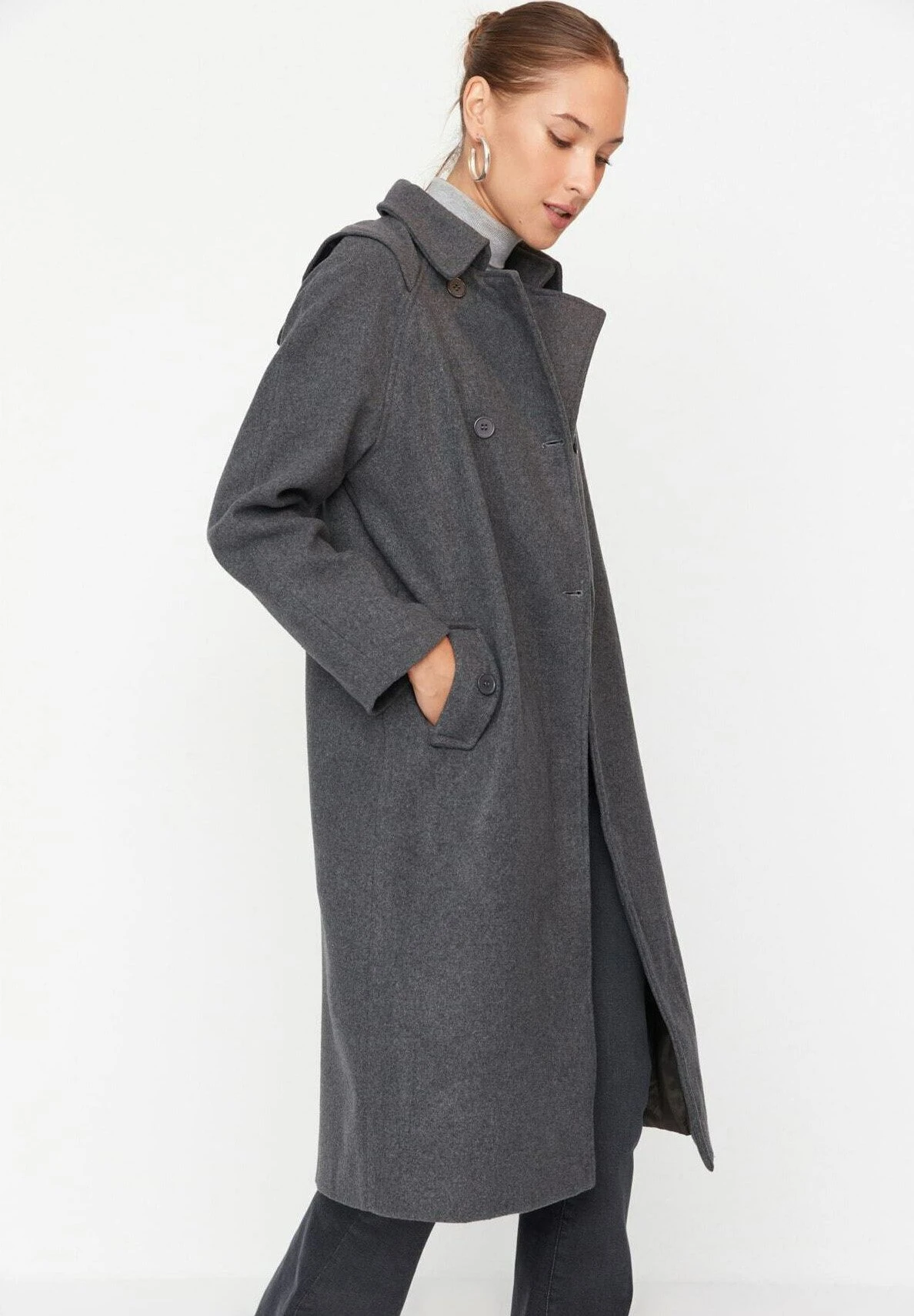 Trendyol Manteau Classique - Grey 7 Trendyol Manteau Classique - Grey â Image 5