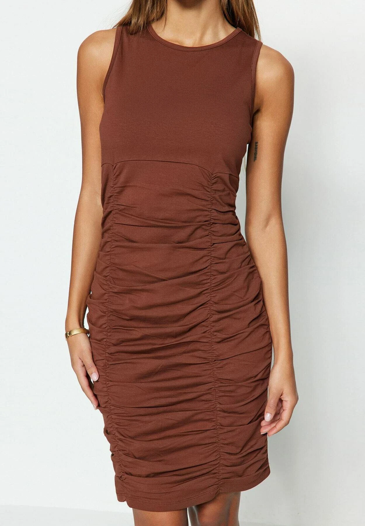 Trendyol Robe Fourreau - Brown 7 Trendyol Robe Fourreau - Brown – Image 5