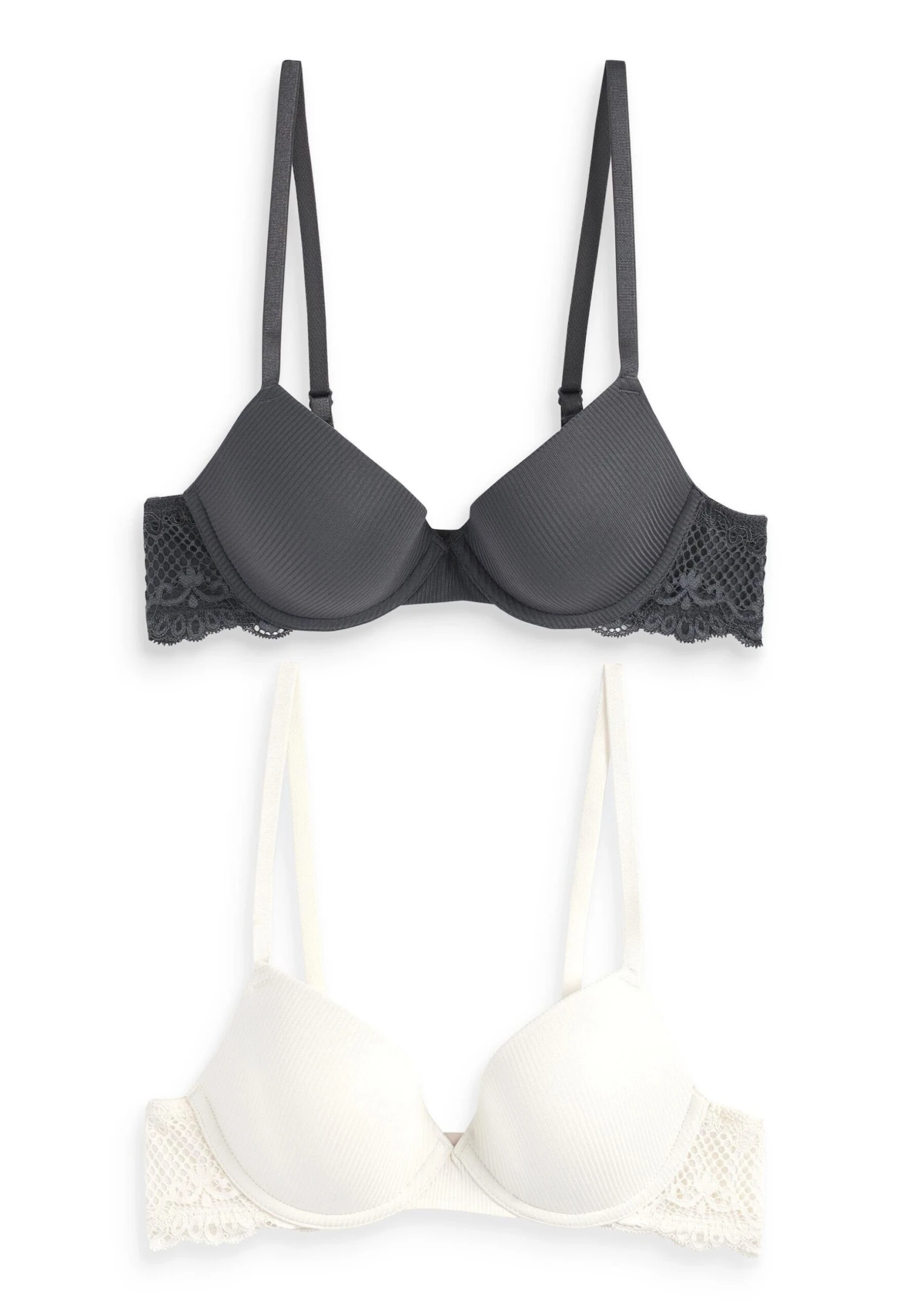 Next 2 Pack Pad Plunge - Soutien-Gorge Triangle - Grey Ecru White 3 Next 2 Pack Pad Plunge - Soutien-Gorge Triangle - Grey Ecru White