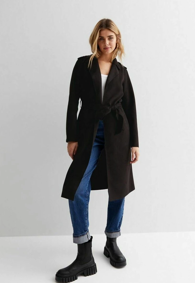 New Look Suedette Belted - Manteau Classique - Black 3 New Look Suedette Belted - Manteau Classique - Black