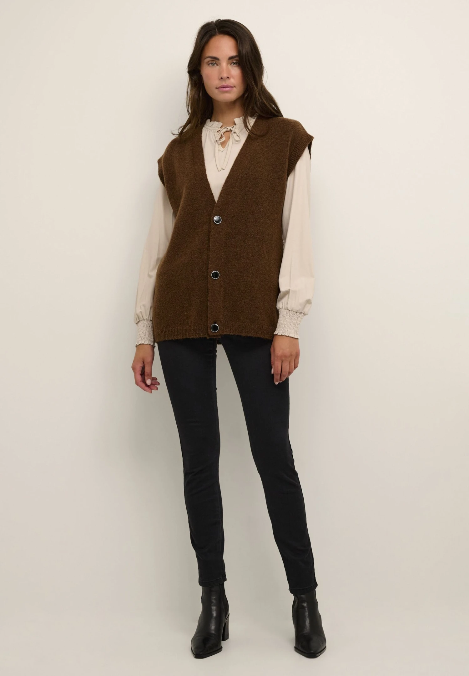 Kaffe Jennie - Gilet - Cocoa Brown Melange 4 Kaffe Jennie - Gilet - Cocoa Brown Melange – Image 2