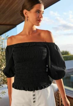 Next Puff Sleeve Square Neck Summer Petite - Blouse - Black -Next Soldes 24b78e4fcb854d5493ba03a8266e9b96