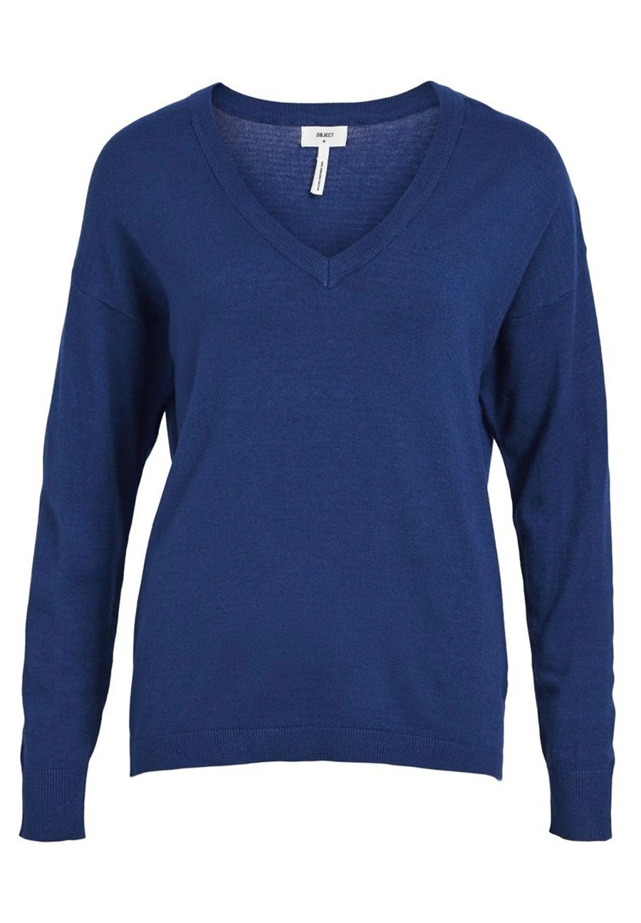 Object Objthess L/S V-Neck Pullover Noos - Pullover - Estate Bluedetail Melange 7 Object Objthess L/S V-Neck Pullover Noos - Pullover - Estate Bluedetail Melange – Image 5
