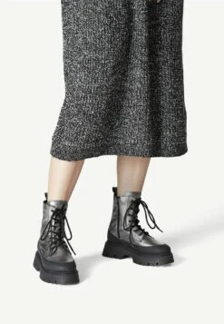 Tamaris Stiefelette - Bottines À Plateau - Silver Met Blk