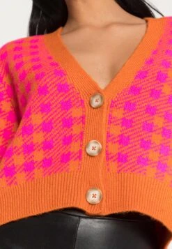Vila Vichekina V Neck Cardigan - Gilet - Fuchsia Pinkchecks -Next Soldes 2b801406a43841f7a24501b0a82f7d9e