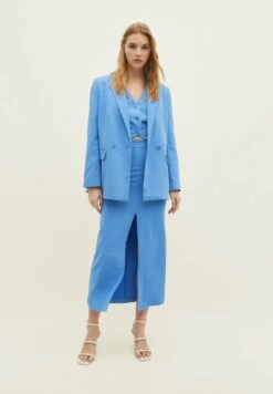 Stradivarius Straight Fit - Manteau Court - Mottled Light Blue -Next Soldes 2c16fabdd94c4df4920b9f281224e12c