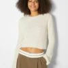 BERSHKA Round Neck - Pullover - Beige