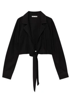 PULL & BEAR Crop With Knot Detail - Blouse - Black -Next Soldes 3273d772dcda436280ce6d7564ac276d