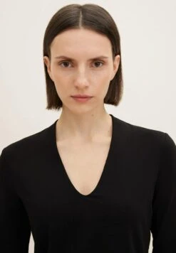 Tom Tailor V-Ausschnitt  - T-Shirt À Manches Longues - Deep Black -Next Soldes 3337eb81efa449c69eab5944731ffc98