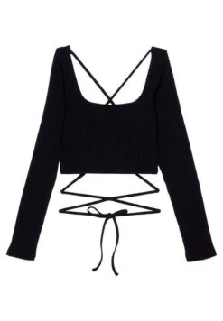 Stradivarius Mit Schnalle Am Rücken - T-Shirt À Manches Longues - Black -Next Soldes 3535cfe4964b418899728179b3d192ca