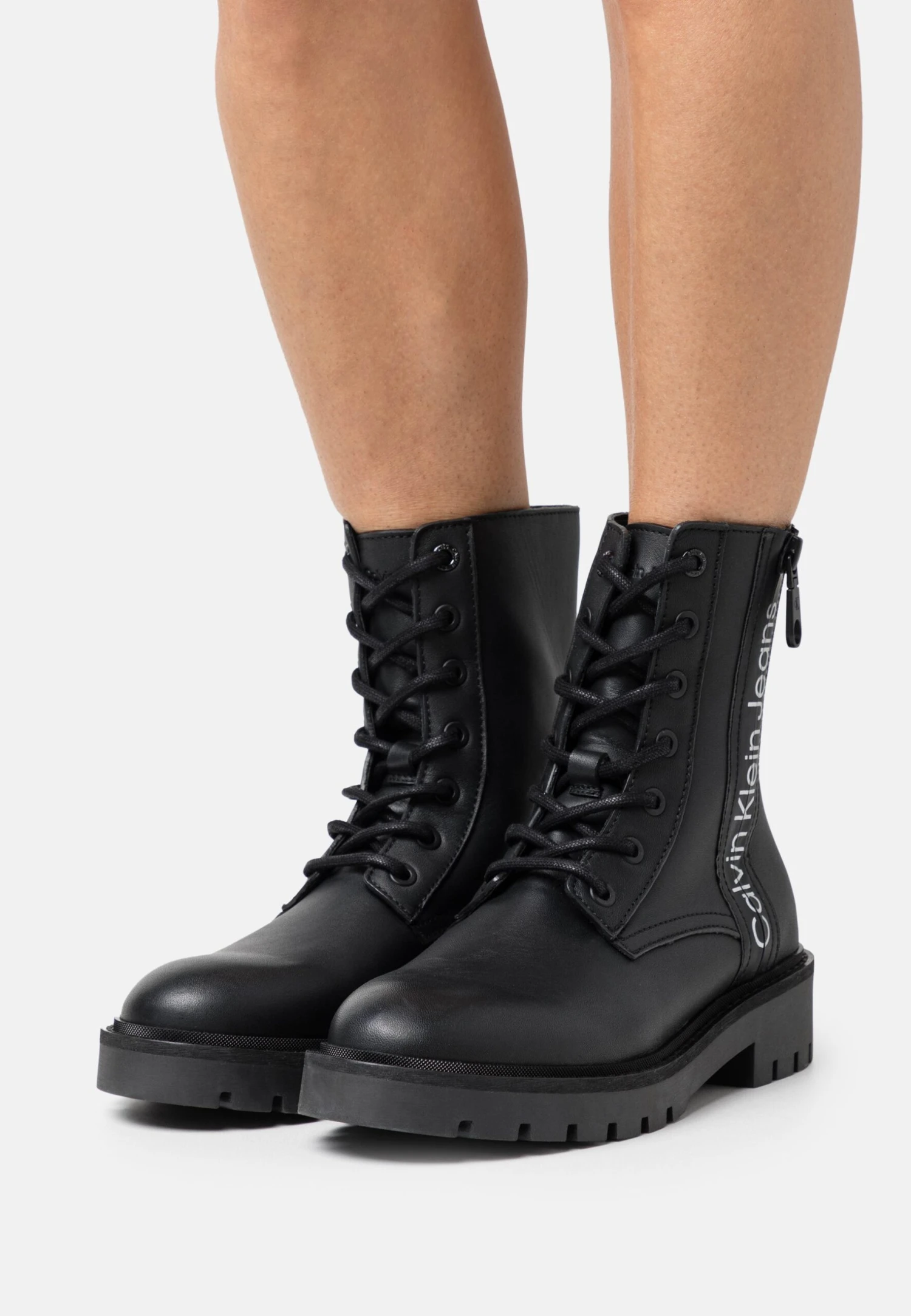 Calvin Klein Jeans Combat Laceup Boot Zip - Bottines À Lacets - Black/Reflective Silver 3 Calvin Klein Jeans Combat Laceup Boot Zip - Bottines À Lacets - Black/Reflective Silver