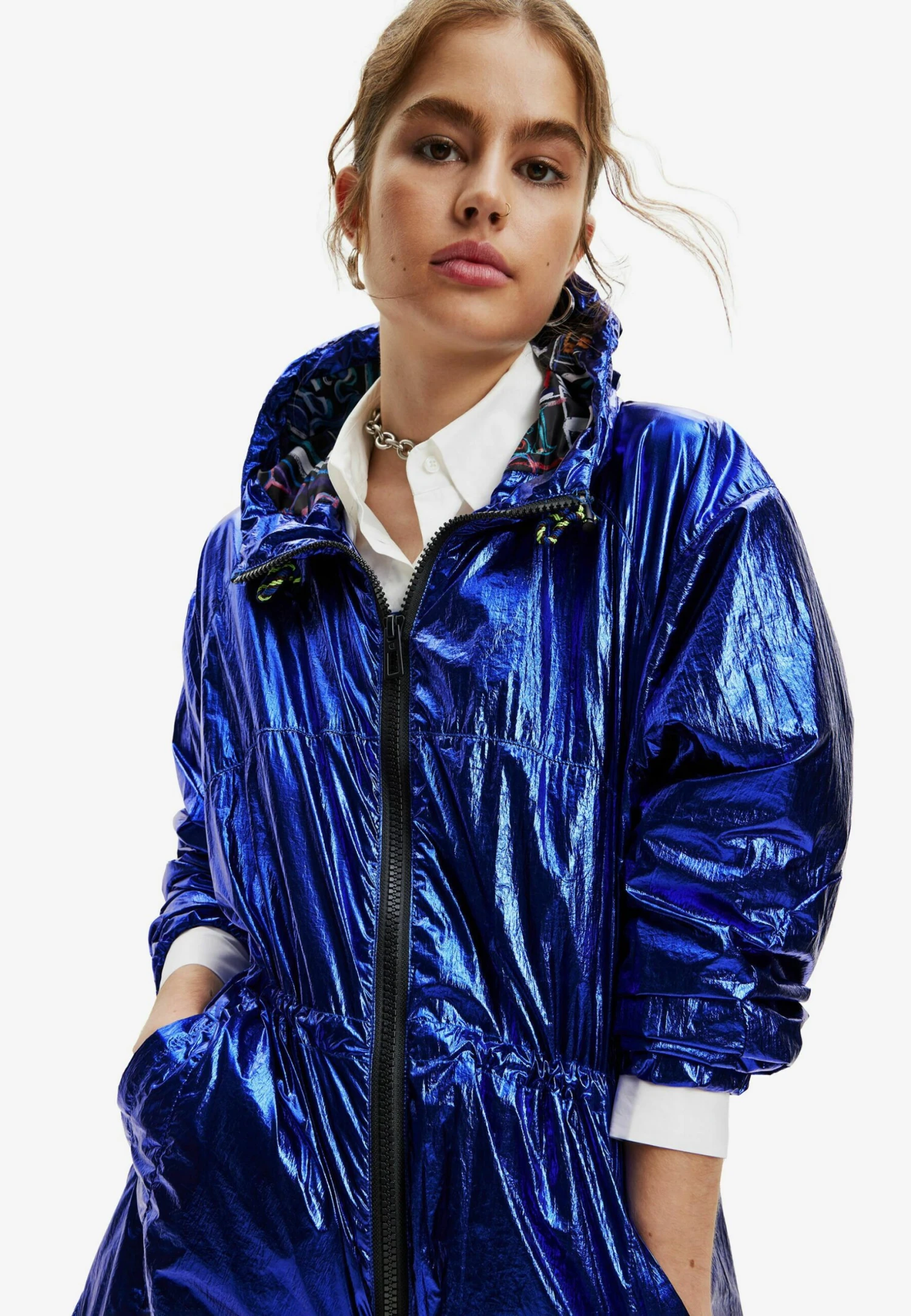 Desigual Metallic Hooded - Parka - Blue 6 Desigual Metallic Hooded - Parka - Blue – Image 4