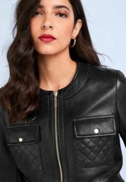 Next Collarless Standard - Veste En Cuir - Black -Next Soldes 38f78f6acd1b4e64a4a6a4b6ba24672f