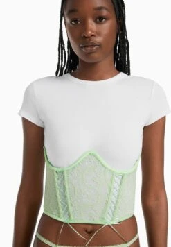 BERSHKA Underwire With Tie - Corset - Green
