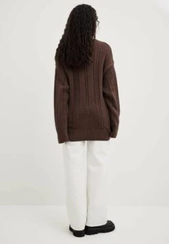 NA-KD Mit Oversize-Kragen Und Zopfmuster - Pullover - Dark Brown -Next Soldes 3b69eecb0409446a9f1110a6d3c4ca2a