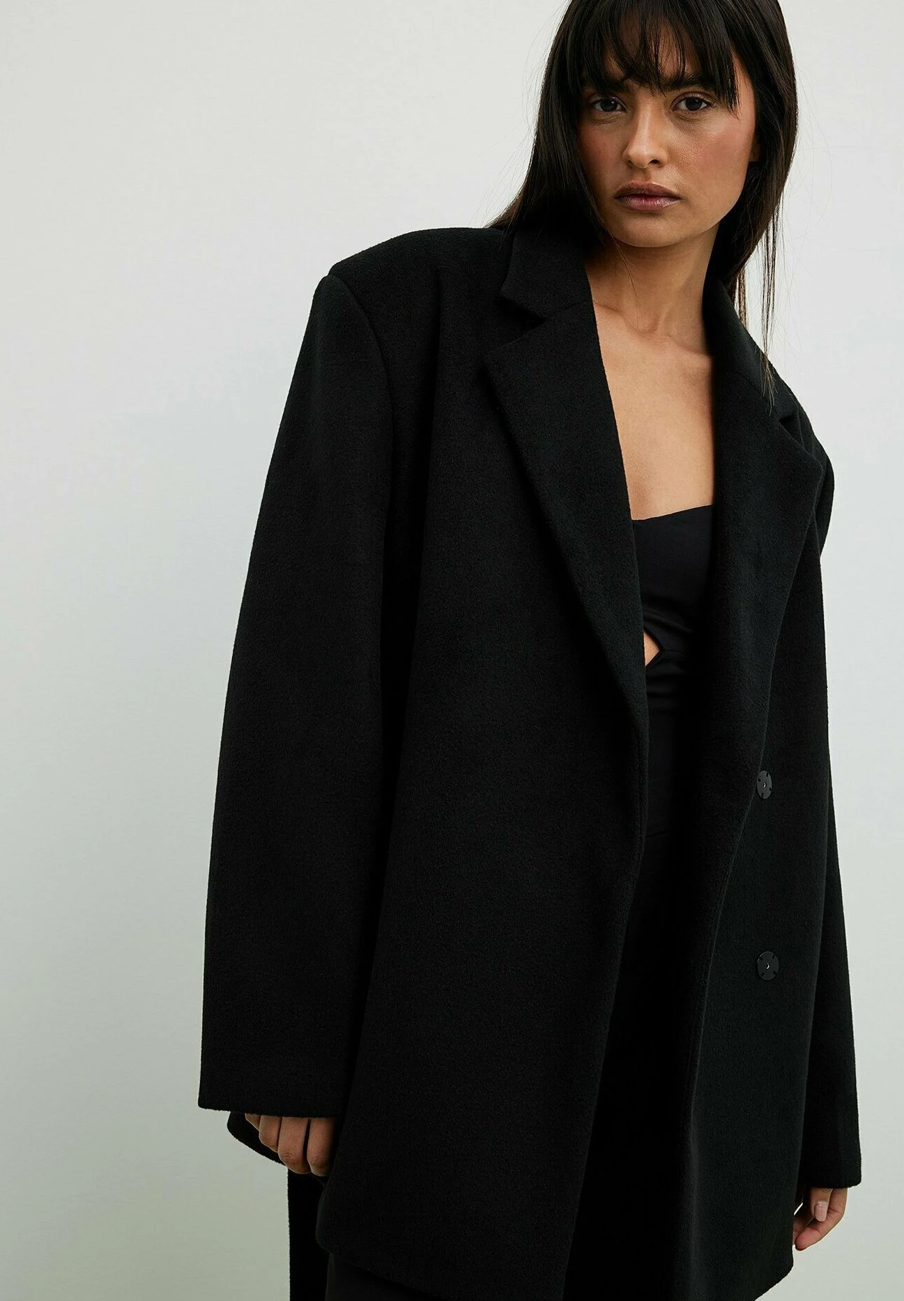 NA-KD Mit Gürtel - Manteau Court - Black 3 NA-KD Mit Gürtel - Manteau Court - Black