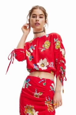 Desigual Blus Landi - T-Shirt À Manches Longues - Carmin