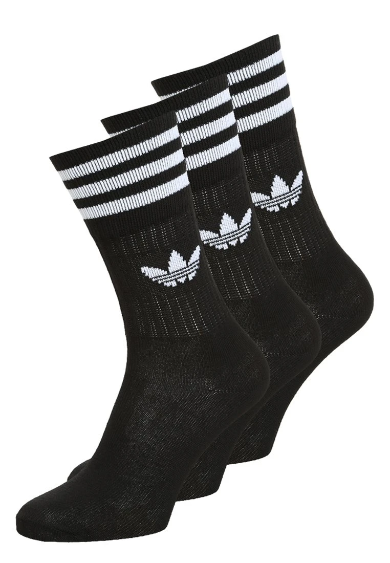 Adidas Originals Solid Crew 3 Pack - Chaussettes - Black/White 3 Adidas Originals Solid Crew 3 Pack - Chaussettes - Black/White