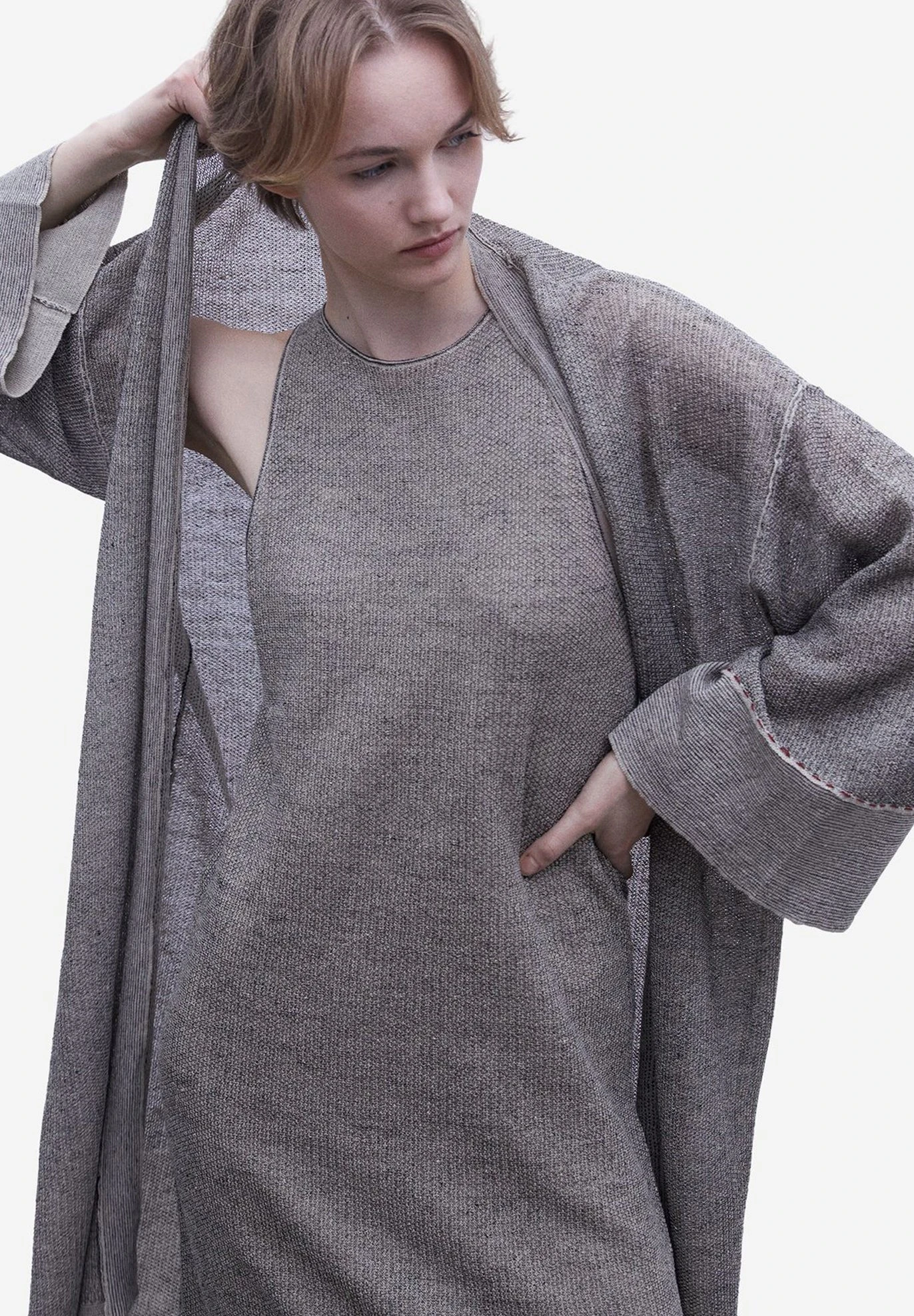 ADOLFO DOMINGUEZ Kimono - Gilet - Taupe 5 ADOLFO DOMINGUEZ Kimono - Gilet - Taupe – Image 3