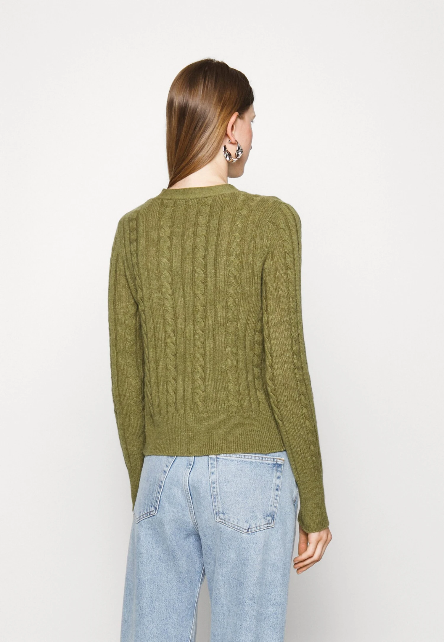 Cable Cardigan - Gilet - Olive 5 Cable Cardigan - Gilet - Olive – Image 3