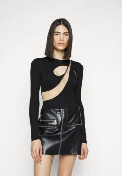 Chest Cutout Net Insert Overlayer Bodysuit - T-Shirt À Manches Longues - Black -Next Soldes 4a87967239614d19acd2553e5ae50f13