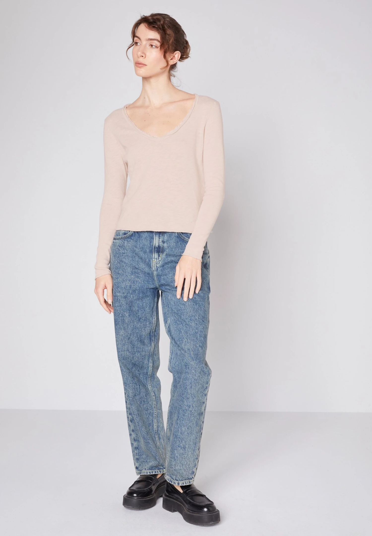 American Vintage Ml Col V - T-Shirt À Manches Longues - Perle Vintage 4 American Vintage Ml Col V - T-Shirt À Manches Longues - Perle Vintage – Image 2