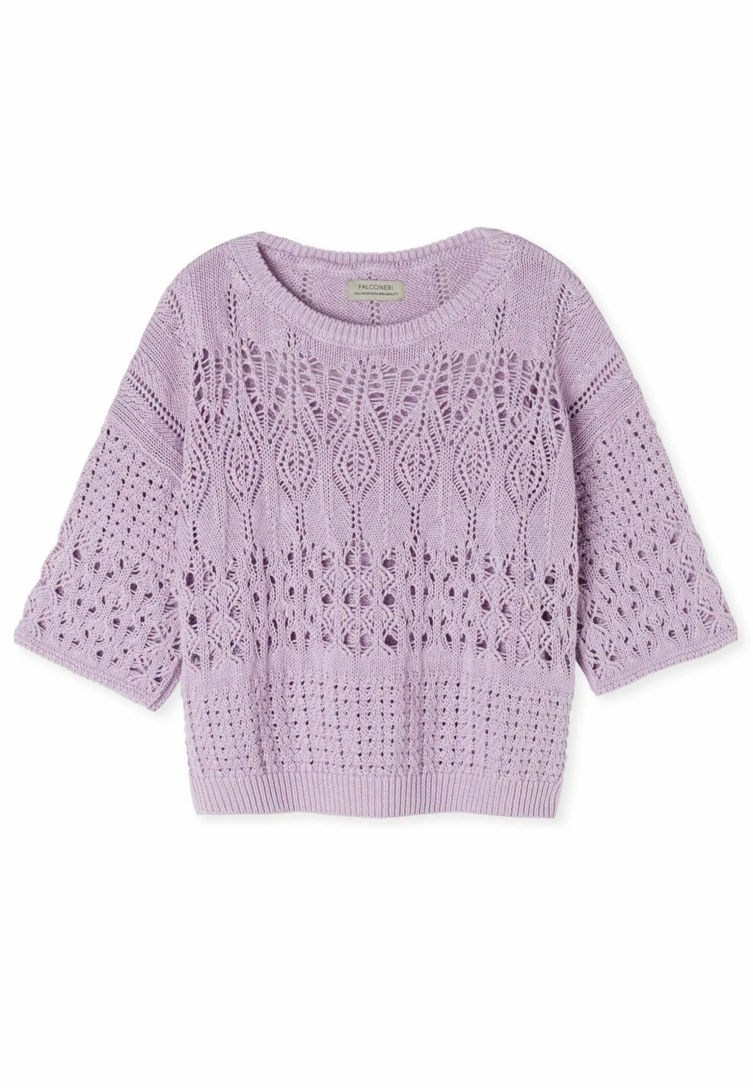 Mit Gehäkeltem U-Boot-Ausschnitt - Pullover - Violett Wisteria 6 Mit Gehäkeltem U-Boot-Ausschnitt - Pullover - Violett Wisteria – Image 4