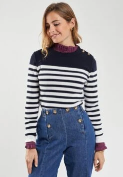 Armor-Lux Marine - Pullover - Blanc Rich Navy