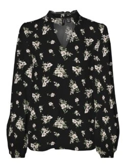 Vero Moda Vmeasy Volume - T-Shirt À Manches Longues - Black/Sandy