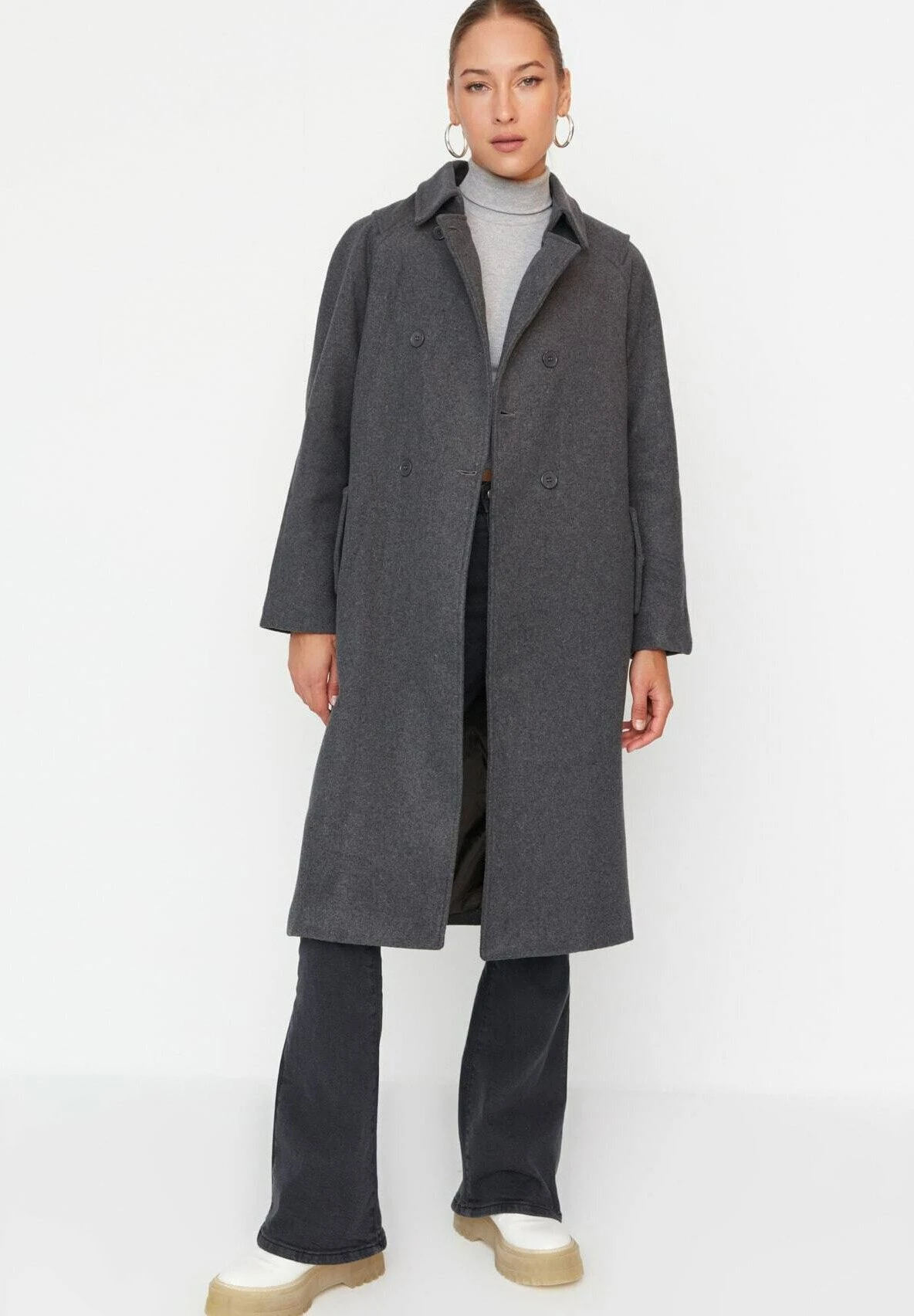 Trendyol Manteau Classique - Grey 4 Trendyol Manteau Classique - Grey â Image 2