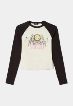 BERSHKA Long Sleeve Nirvana - T-Shirt À Manches Longues - White -Next Soldes 55a216adf5f94d5e9e94b78bf796b8d4