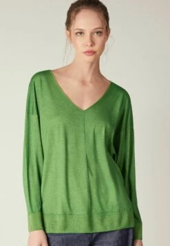 Ultrafine V-Neck - Pullover - Grün Garment Dyed Leaf Green