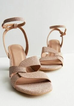 New Look Wide Fit Glitter 2 Part Strappy Block - Sandales À Talons Hauts - Rose Gold -Next Soldes 5a2393c961f841fa881e551b94c91093
