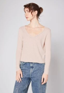 American Vintage Ml Col V - T-Shirt À Manches Longues - Perle Vintage