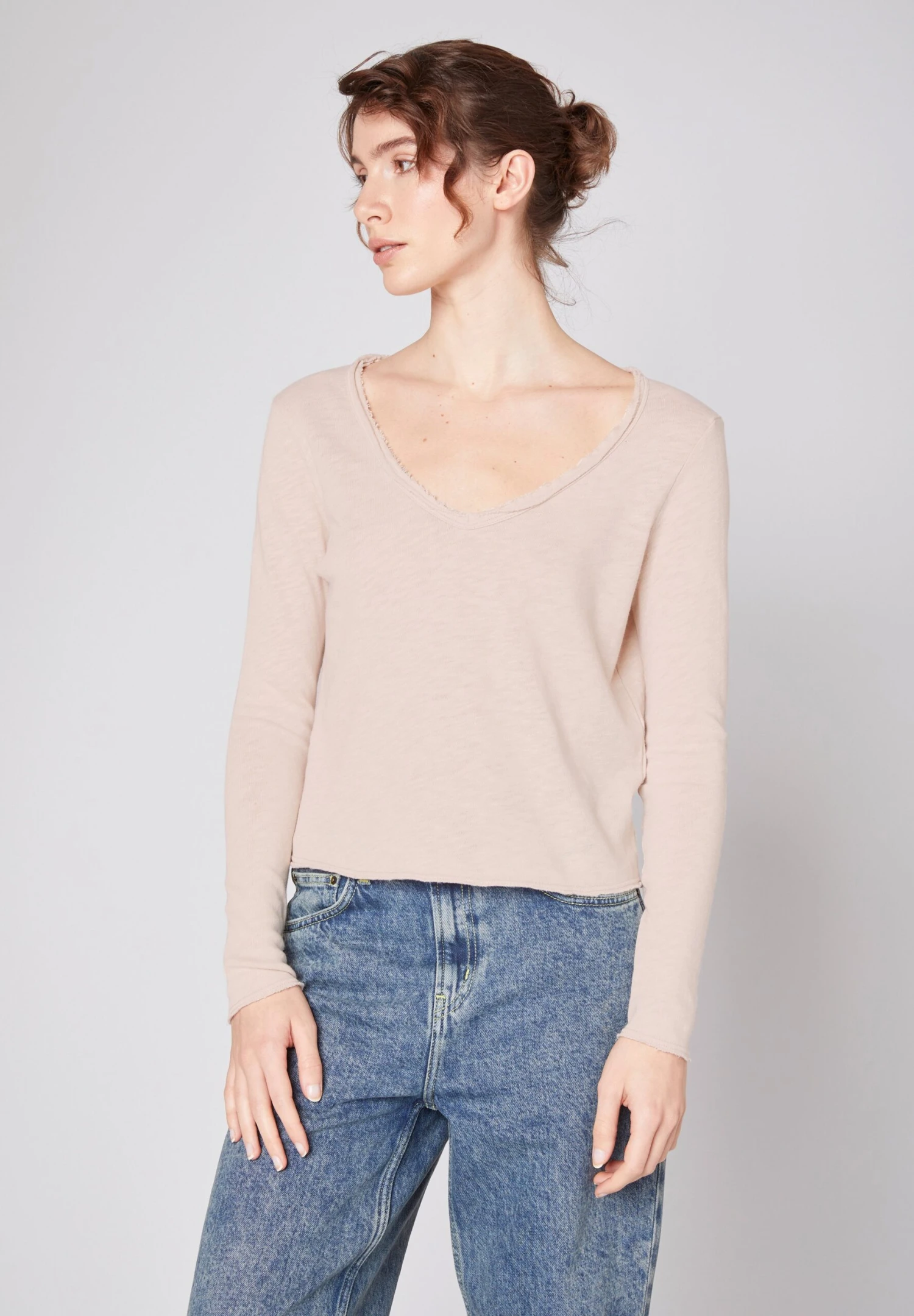 American Vintage Ml Col V - T-Shirt À Manches Longues - Perle Vintage 3 American Vintage Ml Col V - T-Shirt À Manches Longues - Perle Vintage