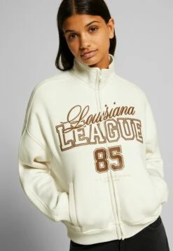 BERSHKA Print - Sweat Zippé - Beige -Next Soldes 605149309398402f9d2440a2c7d4a8aa