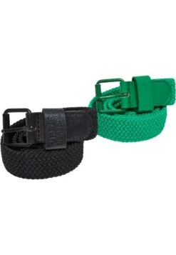 URBAN CLASSICS 2 Pack Unisex - Ceinture Tressée - Black Bodegagreen