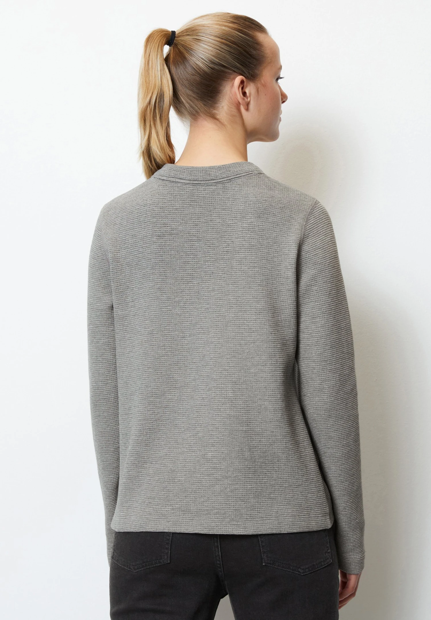 Marc O'Polo DENIM Crewneck Waffle Structure - T-Shirt À Manches Longues - Stone Melange 5 Marc O'Polo DENIM Crewneck Waffle Structure - T-Shirt À Manches Longues - Stone Melange – Image 3