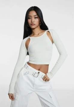 Stradivarius Seamless Arm Warmers - T-Shirt À Manches Longues - Off White