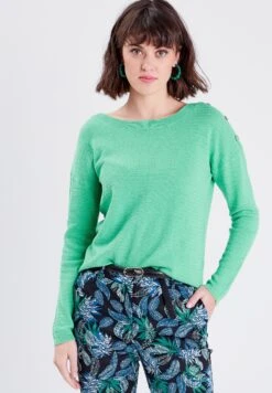 Mit Knöpfen - Pullover - Vert Fluo