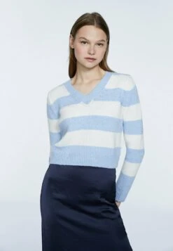 Stradivarius Mit Streifen - Pullover - Light Blue