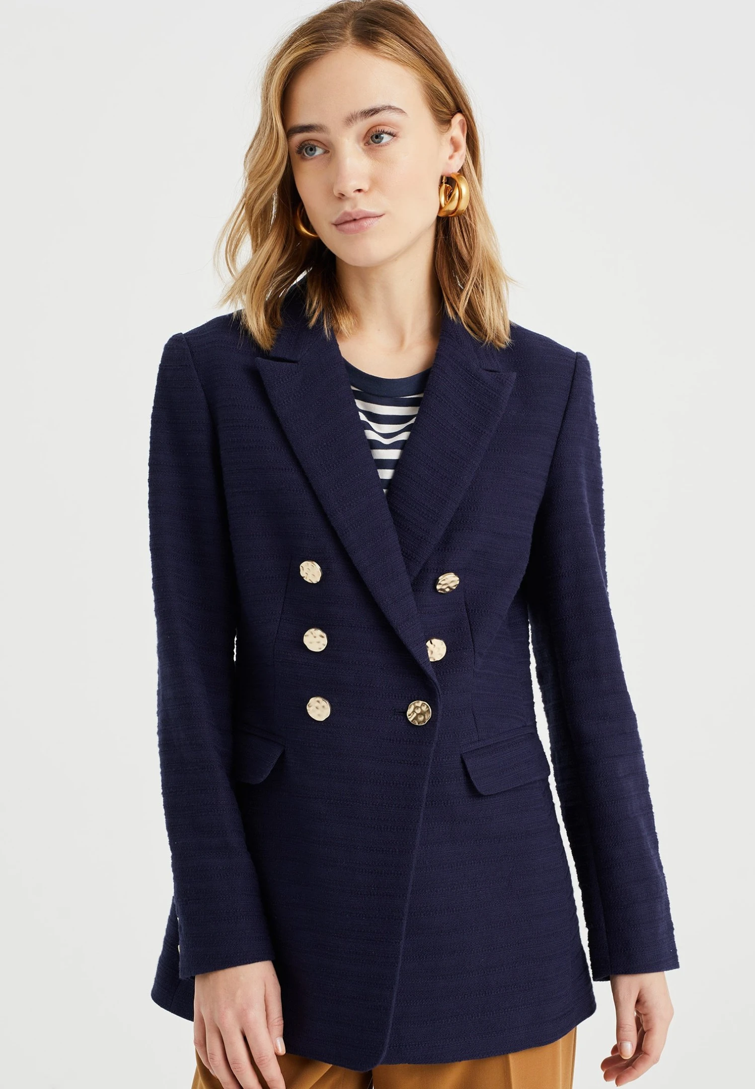 WE FASHION Regular Fit Bouclé - Manteau Court - Blue 3 WE FASHION Regular Fit Bouclé - Manteau Court - Blue