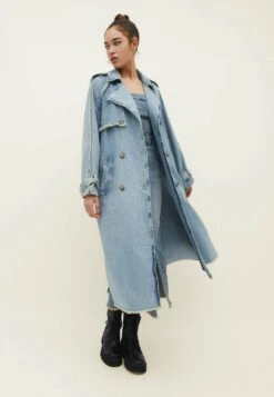 Stradivarius Frayed - Trench - Dirty Denim