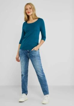 STREET ONE In Unifarbe - T-Shirt À Manches Longues - Blau -Next Soldes 6d30fb282e2e41f3ae5331fd0516d6ac