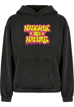 Naughty By Nature - Neon Drop Acid Washe - Sweat À Capuche - Black